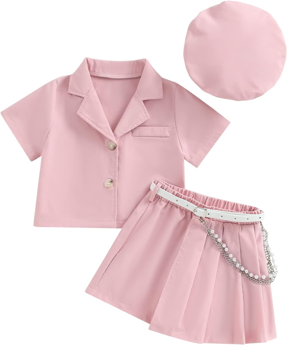 Girls Pleated Pink Top with shorts